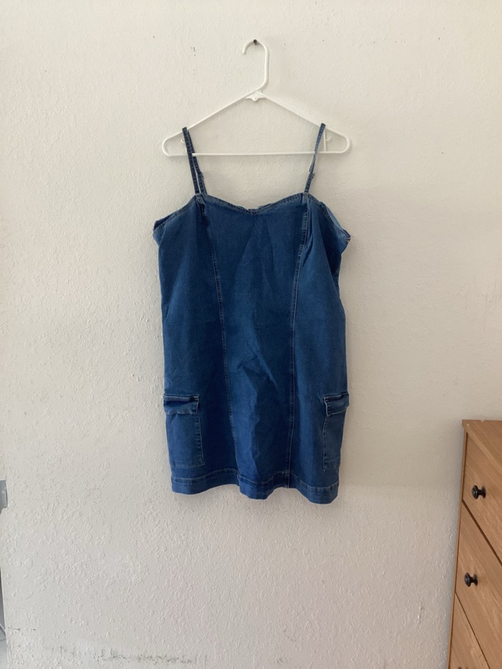 Celebrity Pink Dark Blue Denim Mini Dress with Spaghetti Straps